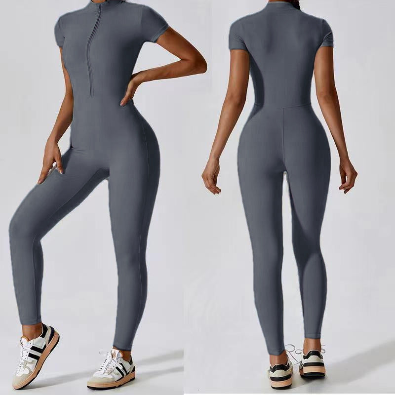 SculptZip Short-Sleeve Jumpsuit
