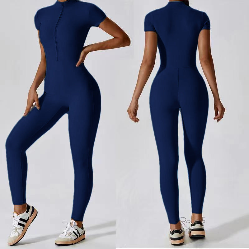 SculptZip Short-Sleeve Jumpsuit